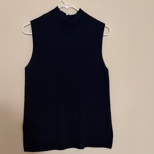 Sleeveless Mock Neck Knit Top in navy